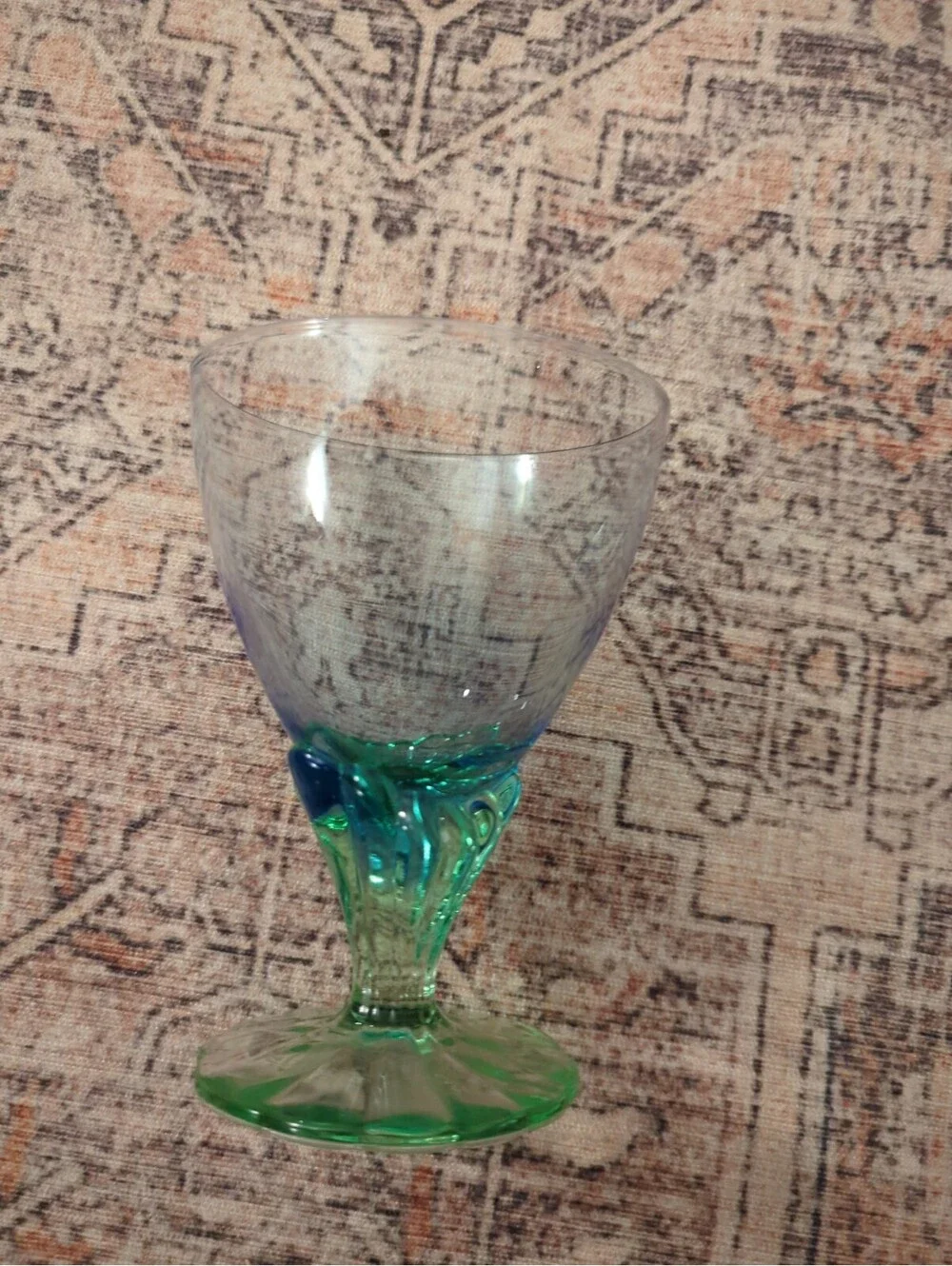 Bormioli Rocco Bahia Blue Green Footed Iced Tea /Water Goblet 7.5” Made In Italy